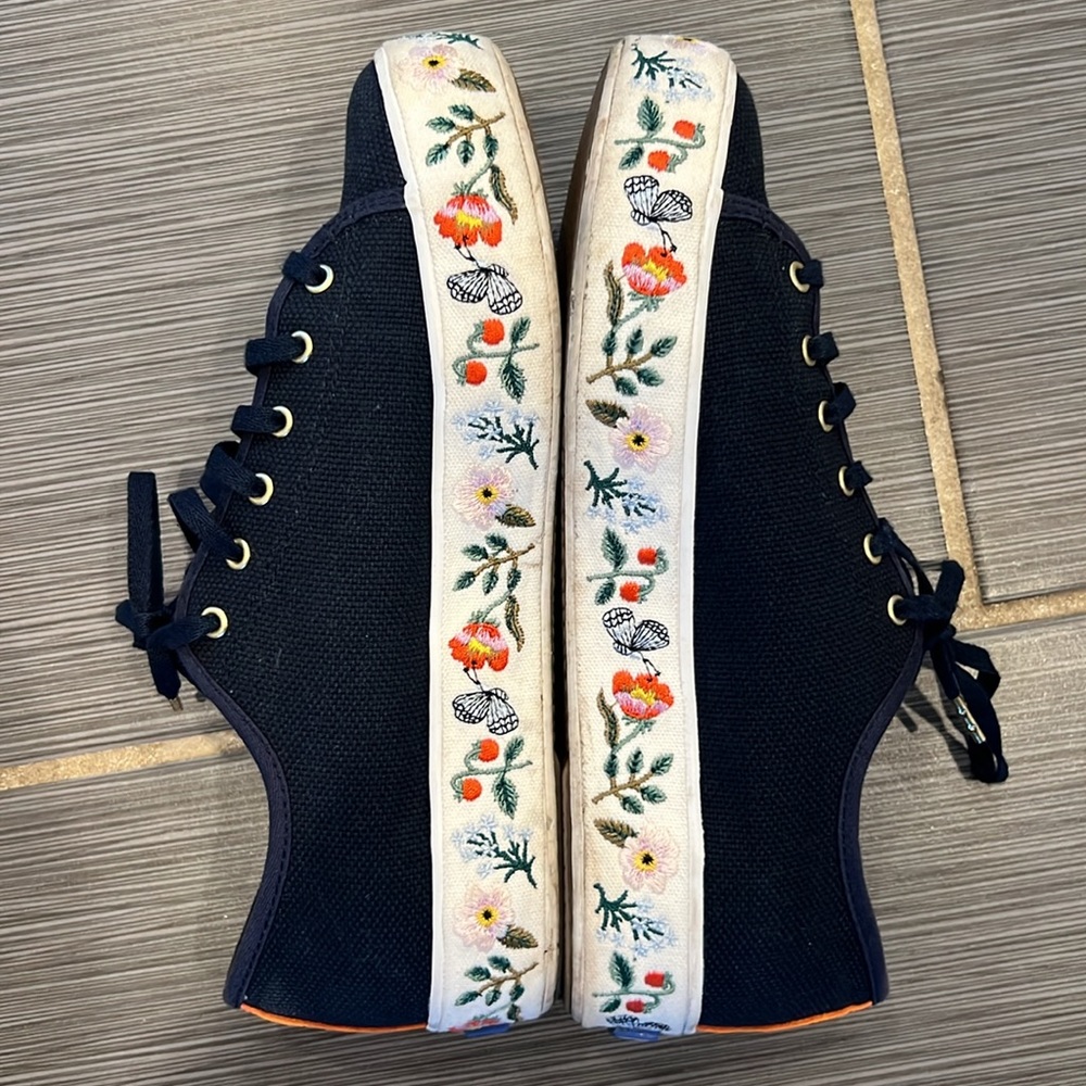 Keds x Rifle Paper Co Triple Kick Strawberry Fields Embroidered Sneakers